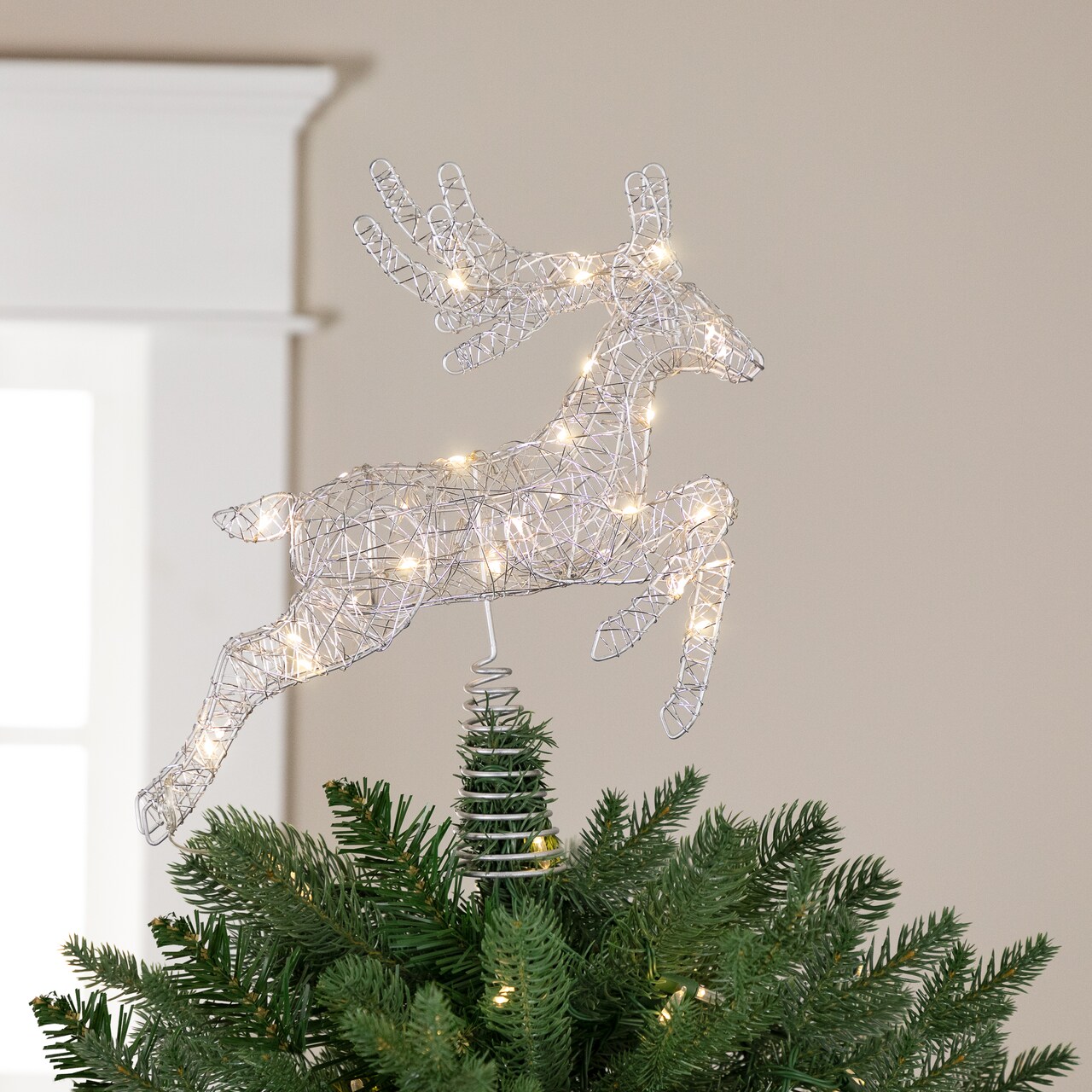 Northlight LED Lighted Reindeer Christmas Tree Topper - 13" - Silver - Warm White Lights